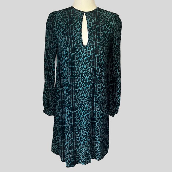 Zimmermann Teal & Black Animal Print Keyhole Dress – Size 0 - Picture 3 of 11